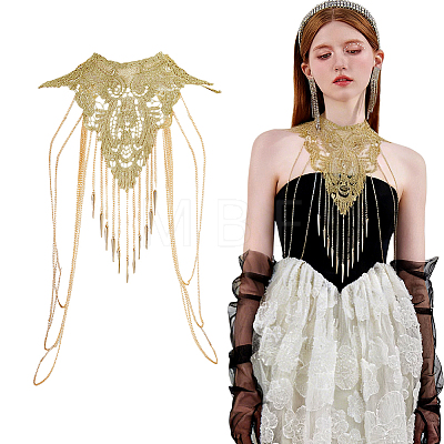 Gothic Polyester Lace Shoulder Chains for Wedding Dress AJEW-GA0010-27-1