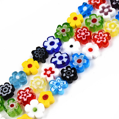 Handmade Millefiori Glass Bead Strands LAMP-N029-017B-08-1