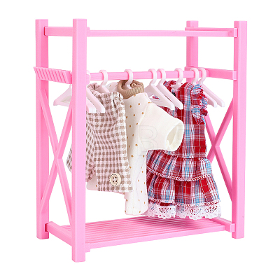 Plastic Mini Clothes Closet with Coat Hanger DOLL-WH0007-14A-1