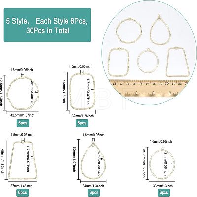 30Pcs 5 Styles Alloy Open Back Bezel Pendants FIND-CA0006-15-1