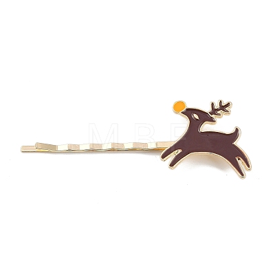 Christmas Theme Alloy Enamel Hair Bobby Pin AJEW-A056-04B-1