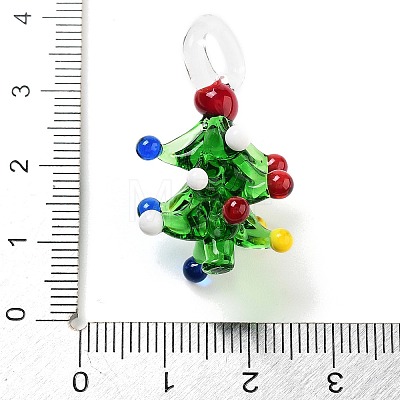 Colorful Transparent Handmade Lampwork Pendants for Christmas LAMP-A004-01B-1