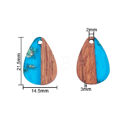 Transparent Resin & Walnut Wood Pendants RESI-CJ0001-87-1