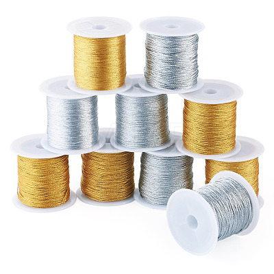 10 Rolls 10 Styles Round PET Metallic Thread MCOR-TA0001-04-1