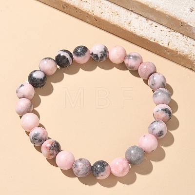 Natural Zebra Jasper Bead Stretch Bracelets X-BJEW-K212-B-035-1