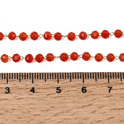304 Stainless Steel with Glass Faceted Rondelle Bead Handmade Link Chain Birth Stone Necklaces for Women NJEW-G195-01G-02-1