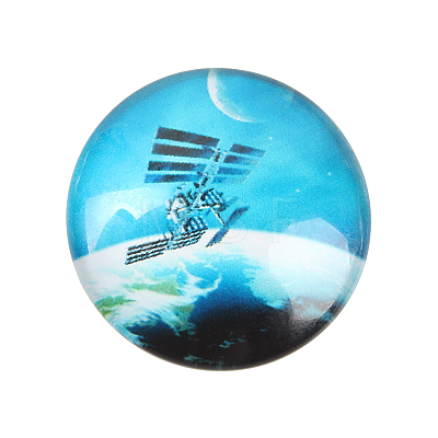 Starry Sky Printed Glass Half Round/Dome Cabochons GGLA-N004-12mm-D-1