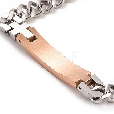 Crystal Rhinestone Rectangle & Cross Link Bracelet STAS-E160-30RGP-1