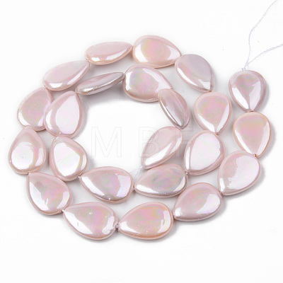 Electroplate Natural Freshwater Shell Beads Strands X-SHEL-R049-026A-1