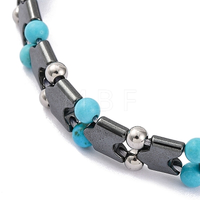 Synthetic Turquoise Beaded Bracelets BJEW-P339-03P-03-1