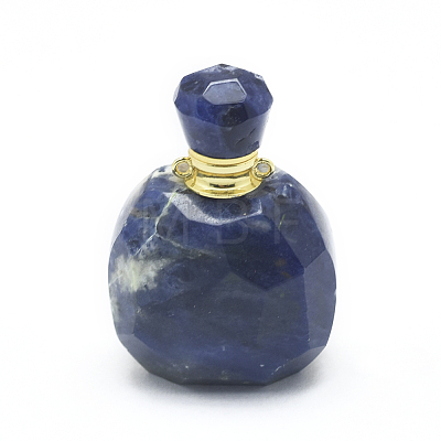 Natural Sodalite Openable Perfume Bottle Pendants G-E556-20C-1