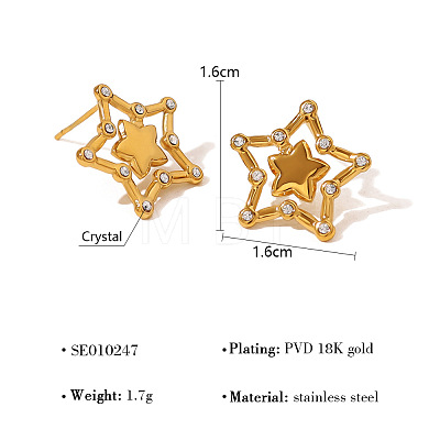 304 Stainless Steel Rhinestone Stud Earrings WGBC621-03-1