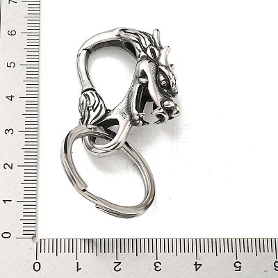 Tibetan Style 316 Surgical Stainless Steel Fittings with 304 Stainless Steel Key Ring FIND-Q101-19AS-1