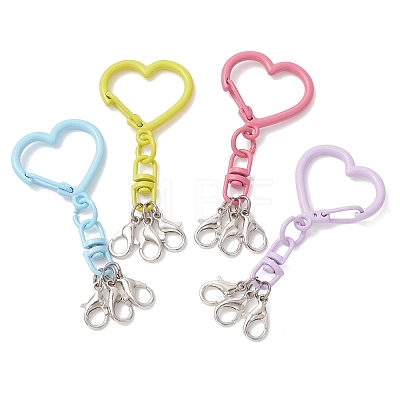 Alloy Heart Shape Keychain Clasps X-HJEW-JM04790-1