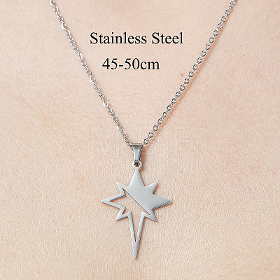 Non-Tarnish 201 Stainless Steel Hollow Star Pendant Necklace NJEW-OY001-88-1