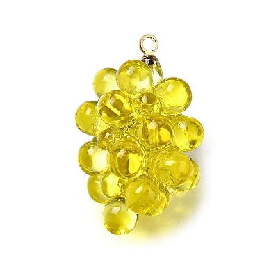 Grape Brass Acrylic Pendants OACR-R006-05G-09-1