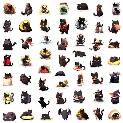 Cat 100Pcs PVC Adhesive Waterproof Stickers Self-Adhesive Stickers PW-WG7DC9D-01-1