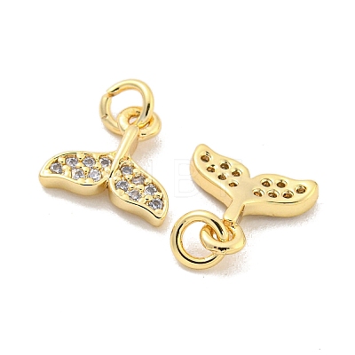 Brass Micro Pave Clear Cubic Zirconia Charms KK-Z044-14C-1