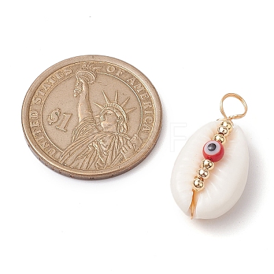 Natural Cowrie Shell Pendants PALLOY-JF02662-01-1