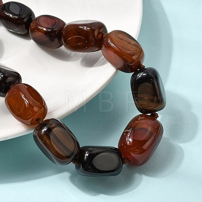 Dyed Natural Agate Cuboid Graduated Beaded Necklaces with Alloy Clasps NJEW-C113-01G-1