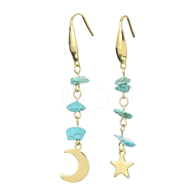 4 Pairs 4 Style Moon & Star 304 Stainless Steel Dangle Earrings EJEW-TA00284-1