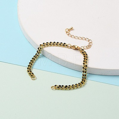 Two Tone Handmade Brass Curb Chain Bracelet Makings X-AJEW-JB00850-03-1