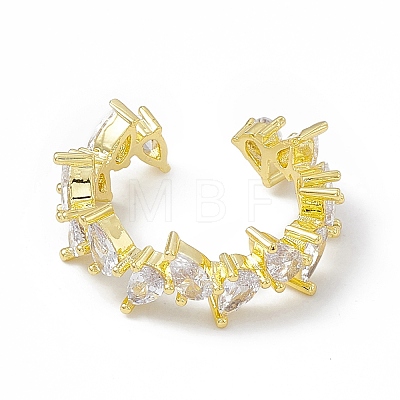 Rack Plating Eco-Friendly Brass Micro Pave Clear Cubic Zirconia Rings RJEW-B025-03G-1