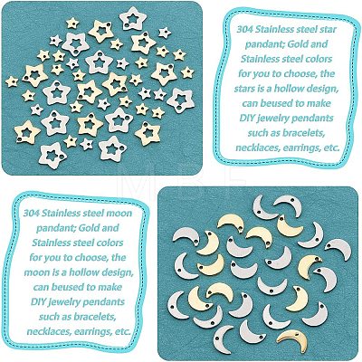 80Pcs 8 Style 304/201 Stainless Steel Charms STAS-FH0001-41-1