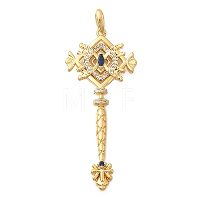 Brass Micro Pave Cubic Zirconia Big Pendants KK-B147-04G-05-1