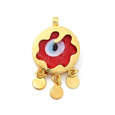 Rack Plating Handmade Evil Eye Lampwork Pendants KK-F838-01-G-1