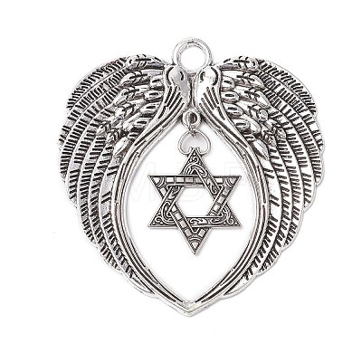 6Pcs 6 Styles Wing Tibetan Style Alloy Big Pendants HJEW-JM02311-1