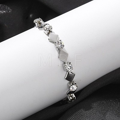 304 Stainless Steel Rhinestone Cup Chain Bracelets for Women BJEW-F488-26G-P-1