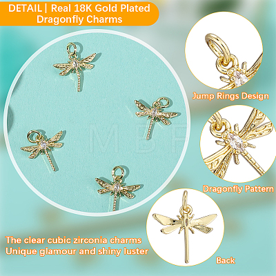 10Pcs Brass Micro Pave Clear Cubic Zirconia Pendants KK-BBC0021-84-1