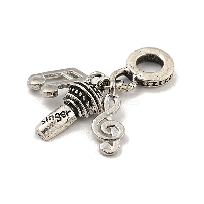 Rack Plating Tibetan Style Alloy European Musical Note Dangle Charms FIND-B034-39AS-1