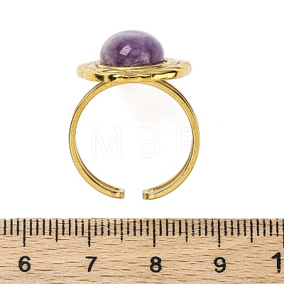 Oval Natural Amethyst Finger Rings RJEW-M063-01G-16-1