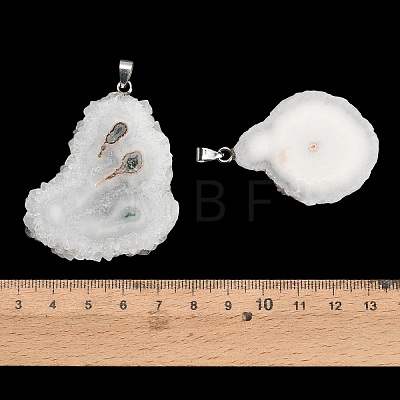 Natural White Druzy Agate Slice Big Pendants GG-K002-17A-1