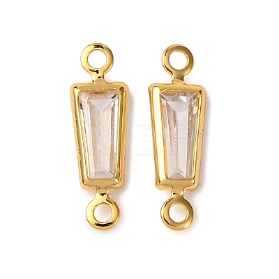 Brass Pave Clear Cubic Zirconia Connector Charms KK-Z121-06G-01-1