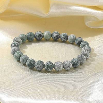 Natural Green Spot Jasper Bead Stretch Bracelets X-BJEW-K212-B-017-1