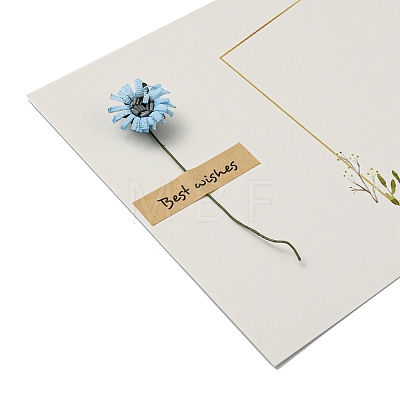 Dried Daisy Paper Thank You Greeting Cards AJEW-K043-01D-1