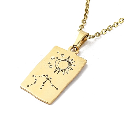 Rectangle with Twelve Constellations Pendant Necklaces NJEW-D069-01G-11-1