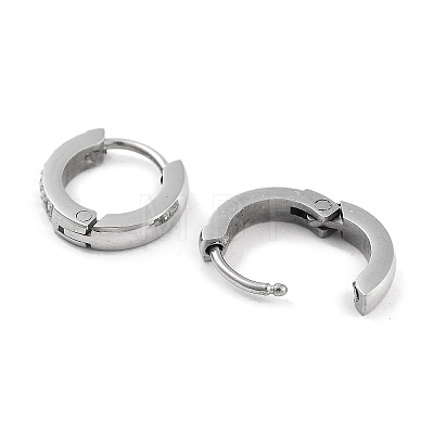 304 Stainless Steel Micro Pave Clear Cubic Zirconia Huggie Hoop Earrings EJEW-C096-01A-P-1