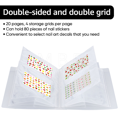 80 Slots PVC Nail Art Sticker Storage Books AJEW-SP0006-35B-1