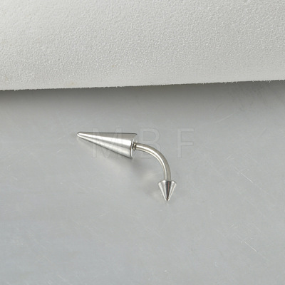 Cone 304 Stainless Steel Eyebrow Curved Barbell Rings with Spikes End WG9938B-01-1