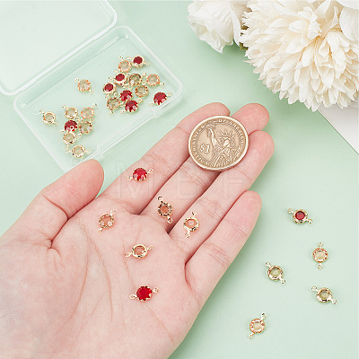 ARRICRAFT 30Pcs 3 Colors Eco-Friendly Brass Glass Connector Charms KK-AR0003-99-1