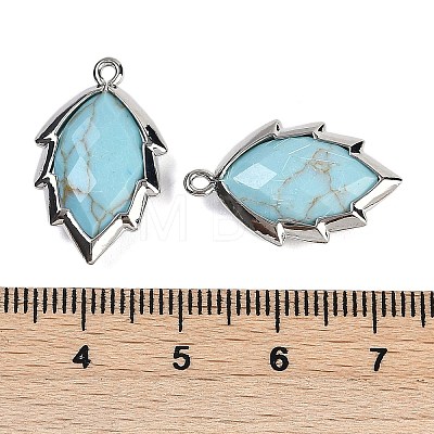 Synthetic Turquoise Faceted Leaf Pendants G-I375-04P-06-1