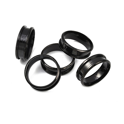 201 Stainless Steel Grooved Finger Ring Settings STAS-TAC0001-10E-B-1