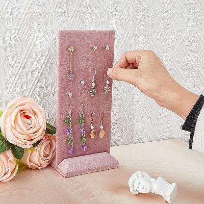 40-Hole Velvet Covered Wood Earring Display Stands EDIS-WH0012-23-1