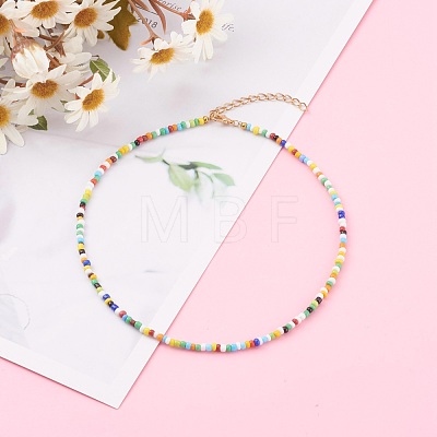 Mixed Styles Round Glass Seed Beaded Necklaces NJEW-JN03362-1