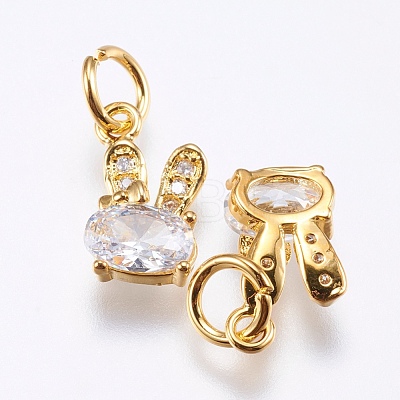 Brass Micro Pave Cubic Zirconia Bunny Charms RB-I077-19G-RS-1