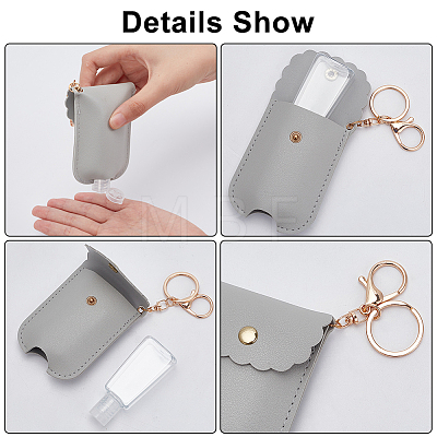 WADORN 4Pcs 4 Colors Plastic Hand Sanitizer Bottle with PU Leather Protector Cover KEYC-WR0001-33-1